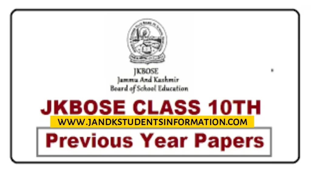 JKBOSE 10th Previous Year Question Papers