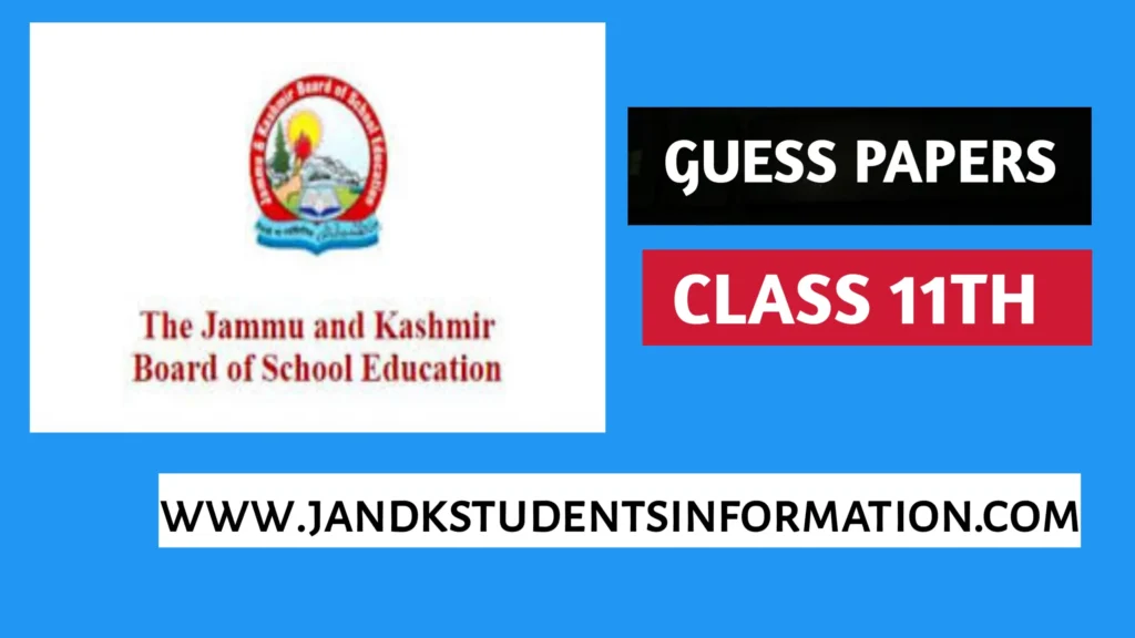 JKBOSE Class 11th Zoology Guess Paper 2023 Download Here